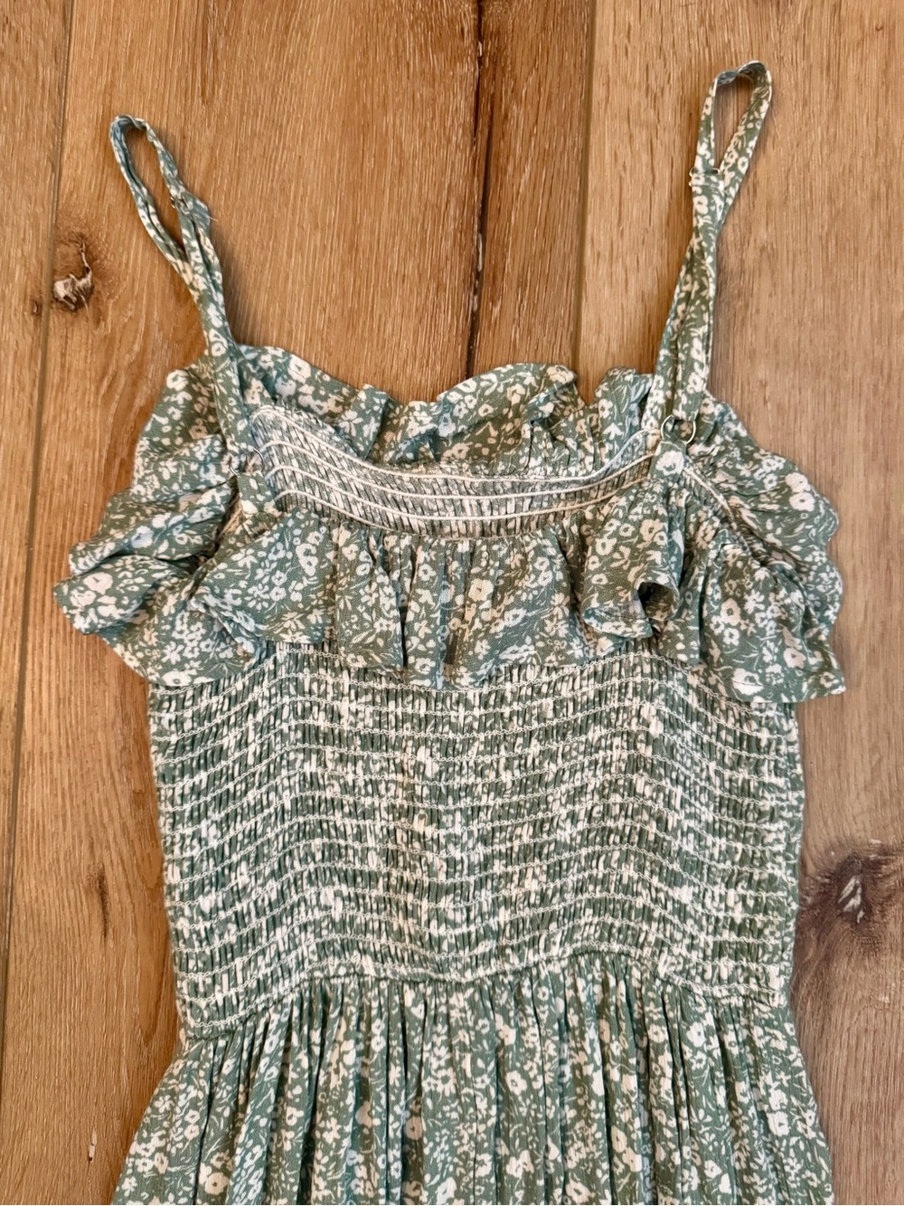 Altar’d State Sage Green Floral Smocked Maxi Dress XS Cottagecore Boho - Picture 3 of 5